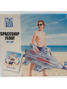 High Five Spaceship Float 51" X 29" Inflatable Pool Toy For Ages 8+